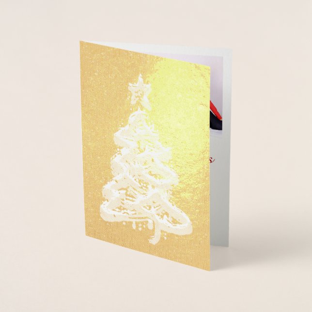 Tarjeta Con Relieve Metalizado Navidades de Relieve metalizado dorado de personal (Anverso)