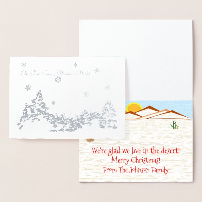 Tarjeta Con Relieve Metalizado Navidades del Desierto divertidos (Demostración)
