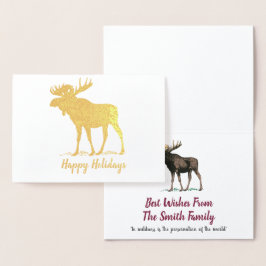 Tarjeta Con Relieve Metalizado Navidades del Golden Moose Holiday Wilderness