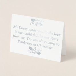 Tarjeta Con Relieve Metalizado Navidades del orgullo y los prejuicios