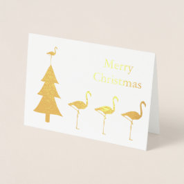 Tarjeta Con Relieve Metalizado Navidades divertidos de Flamingo