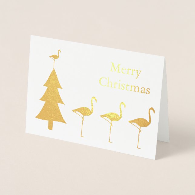 Tarjeta Con Relieve Metalizado Navidades divertidos de Flamingo (Anverso)