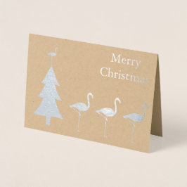 Tarjeta Con Relieve Metalizado Navidades divertidos de Flamingo