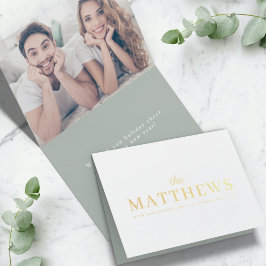Tarjeta Con Relieve Metalizado Navidades elegantes | Fotografía de Pareja Verde M