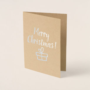 Tarjeta Con Relieve Metalizado Navidades en papel kraft.