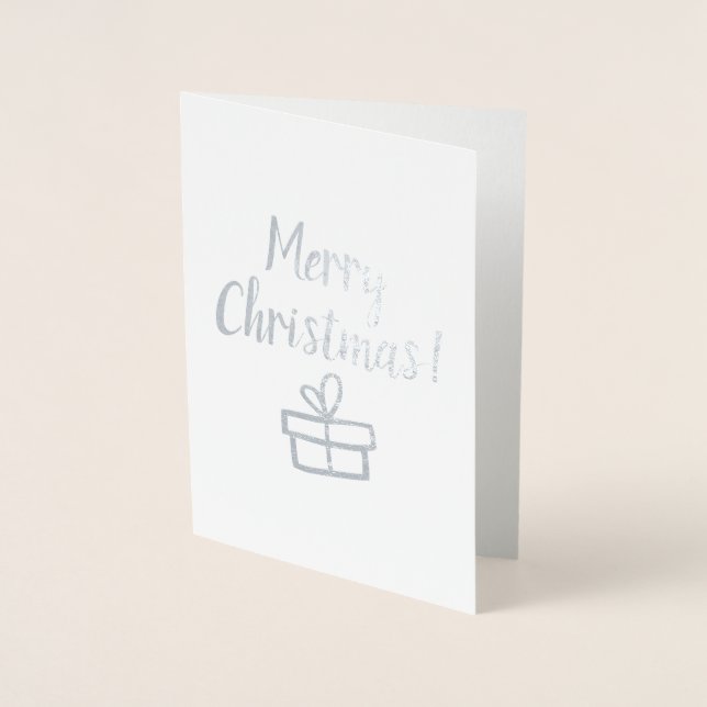 Tarjeta Con Relieve Metalizado Navidades en papel kraft. (Anverso)