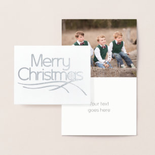 Tarjeta Con Relieve Metalizado Navidades estilizados guion copo de nieve foto pla