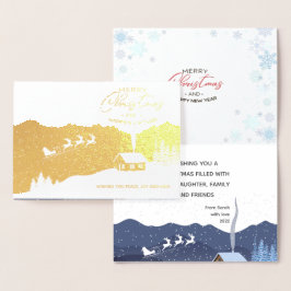 Tarjeta Con Relieve Metalizado Navidades | Feliz año nuevo | personalizable Santa