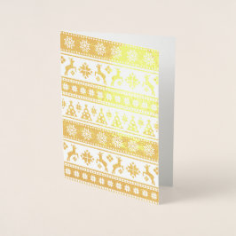 Tarjeta Con Relieve Metalizado Navidades Festividad Patrón Nórdico Acogedor