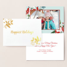 Navidades Floral Red Aqua Holiday Photo