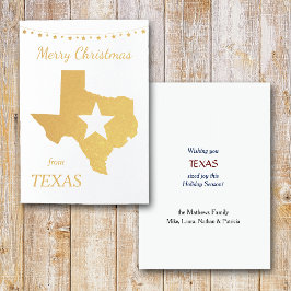 Tarjeta Con Relieve Metalizado Navidades Gold Texas Star