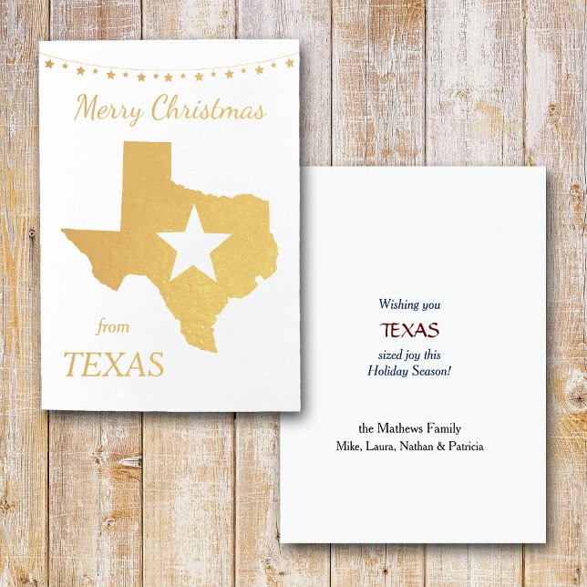 Tarjeta Con Relieve Metalizado Navidades Gold Texas Star (Subido por el creador)