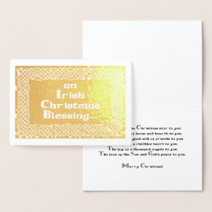 Tarjeta Con Relieve Metalizado Navidades irlandeses bendiciendo
