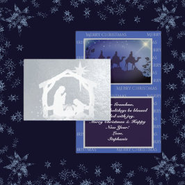 Tarjeta Con Relieve Metalizado Navidades Lux Blue & Silver de Natividad