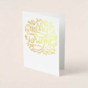 Tarjeta Con Relieve Metalizado Navidades merry y brillantes manchados de oro