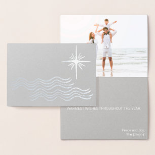 TARJETA CON RELIEVE METALIZADO NAVIDADES MODERNOS DE PLATA COSTERA FOTO DE LA PLA