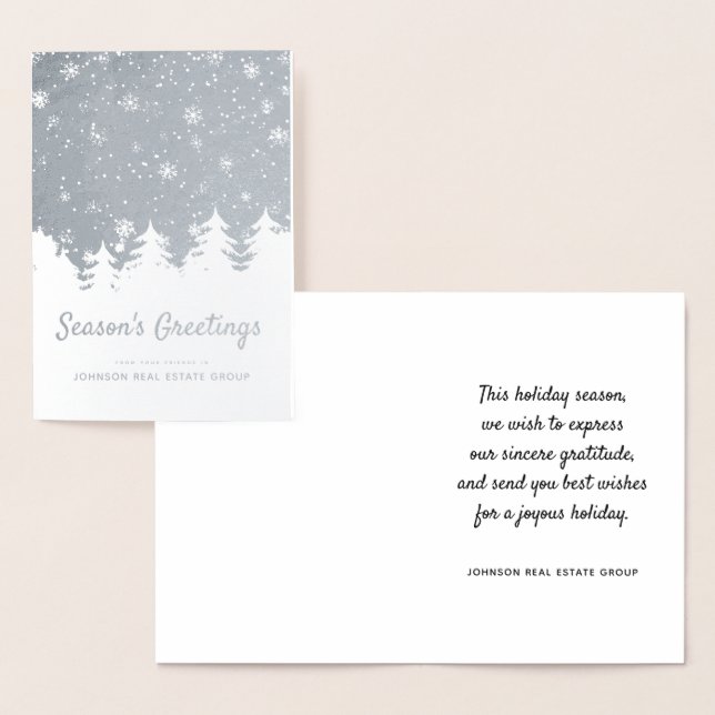 Tarjeta Con Relieve Metalizado Navidades modernos pinos árboles | Saludos de vaca (Demostración)
