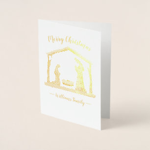Tarjeta Con Relieve Metalizado Navidades Natividad Manger