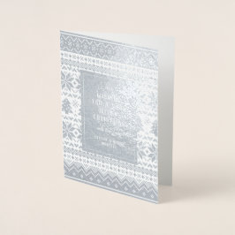 Tarjeta Con Relieve Metalizado Navidades nórdicos vacaciones con marca de suéter