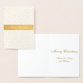 Tarjeta Con Relieve Metalizado Navidades Patrón de estrellas de oro amarillo pers