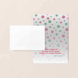 Tarjeta Con Relieve Metalizado Navidades Peppermint Candy Holiday Greetings