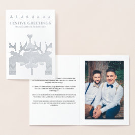 Tarjeta Con Relieve Metalizado Navidades personalizados de renos gays escandinavo