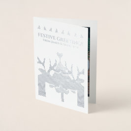 Tarjeta Con Relieve Metalizado Navidades personalizados de renos gays escandinavo