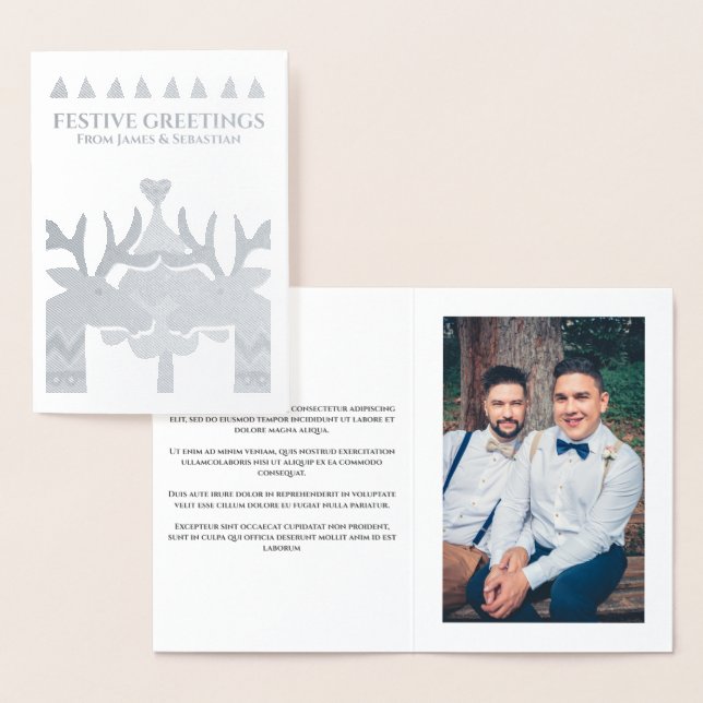Tarjeta Con Relieve Metalizado Navidades personalizados de renos gays escandinavo (Demostración)