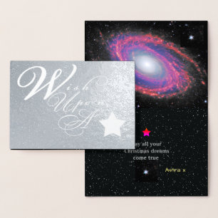 Tarjeta Con Relieve Metalizado Navidades Plateados Desean Una Estrella