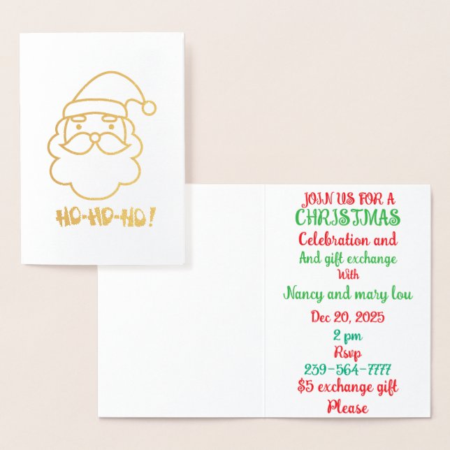 Tarjeta Con Relieve Metalizado Navidades se reúnen e intercambian regalos (Demostración)