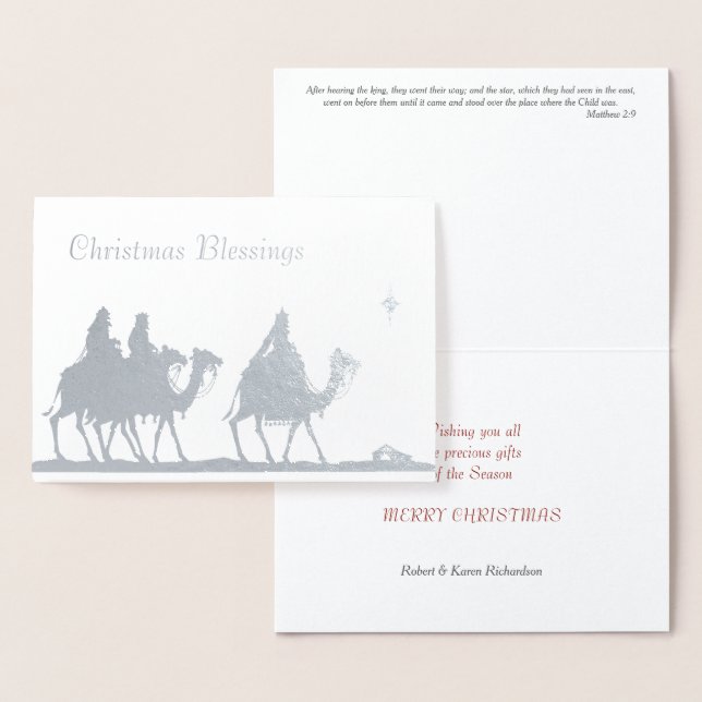 Tarjeta Con Relieve Metalizado Navidades Silver Magi y Star (Demostración)