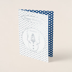 Tarjeta Con Relieve Metalizado Navidades Snowlady Malabando bolas de nieve Person