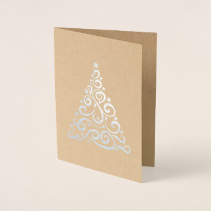Tarjeta Con Relieve Metalizado Navidades Swirl Tree Beautiful