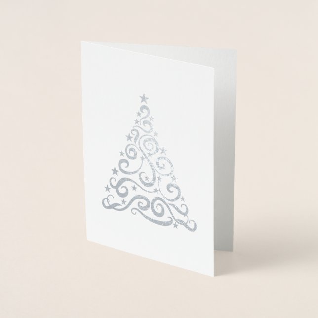 Tarjeta Con Relieve Metalizado Navidades Swirl Tree Beautiful (Anverso)