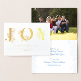 Tarjeta Con Relieve Metalizado Navidades Vacaciones Alegría Moderna Floral Esquem