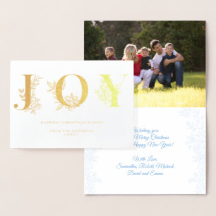 Tarjeta Con Relieve Metalizado Navidades Vacaciones Alegría Moderna Floral Esquem