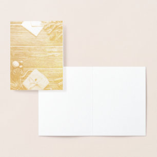 Tarjeta Con Relieve Metalizado Navidades Wood Scene