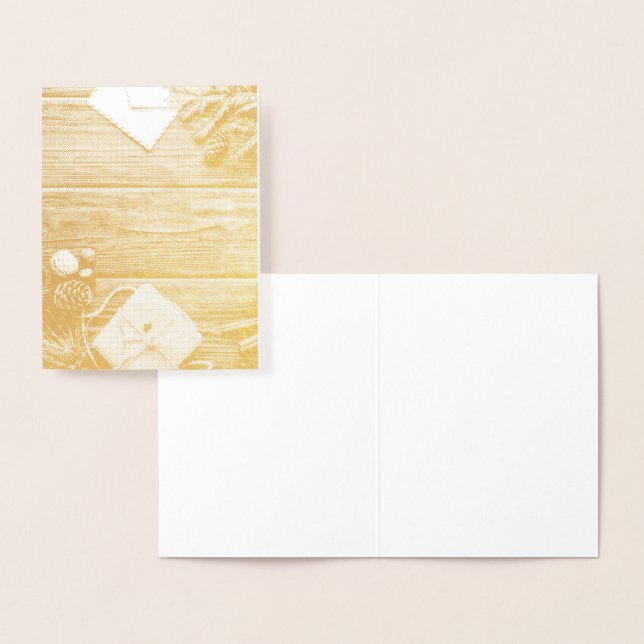 Tarjeta Con Relieve Metalizado Navidades Wood Scene (Demostración)