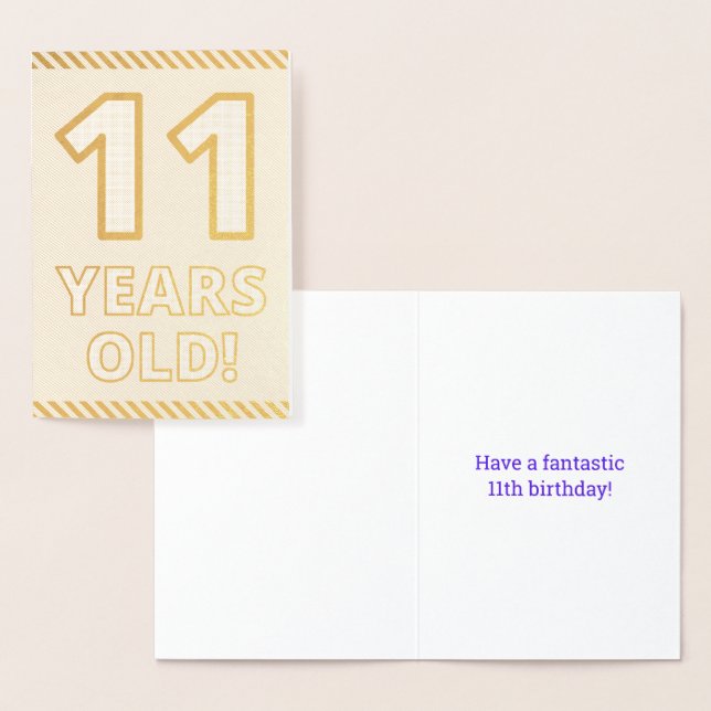 Tarjeta Con Relieve Metalizado Negrita, Relieve metalizado dorado "¡11 AÑOS!" Tar (Demostración)