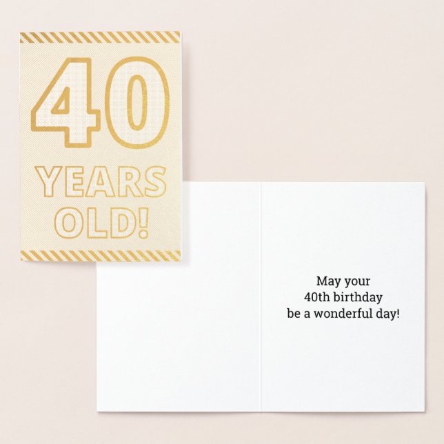 Tarjeta Con Relieve Metalizado Negrita, Relieve metalizado dorado "¡40 AÑOS!" Tar (Demostración)