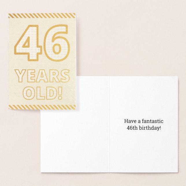 Tarjeta Con Relieve Metalizado Negrita, Relieve metalizado dorado "¡46 AÑOS!" Tar (Demostración)