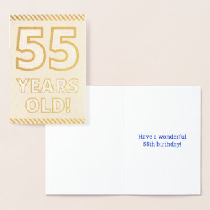 Tarjeta Con Relieve Metalizado Negrita, Relieve metalizado dorado "¡55 AÑOS!" Tar