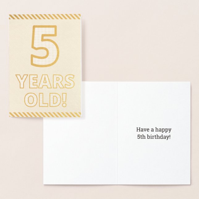 Tarjeta Con Relieve Metalizado Negrita, Relieve metalizado dorado "¡5 AÑOS!" Tarj (Demostración)