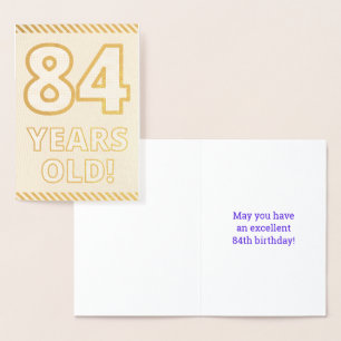 Tarjeta Con Relieve Metalizado Negrita, Relieve metalizado dorado "¡84 AÑOS!" Tar