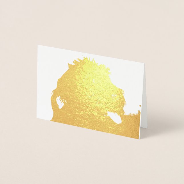 Tarjeta Con Relieve Metalizado negro labradoodle (Anverso)