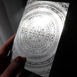 Tarjeta Con Relieve Metalizado Niño Moon Mandala Triple Bruja Luna