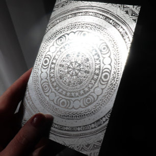 Tarjeta Con Relieve Metalizado Niño Moon Mandala Triple Bruja Luna