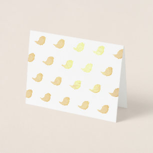 Tarjeta Con Relieve Metalizado Niños adorables pájaros
