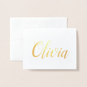 Tarjeta Con Relieve Metalizado Nombre personalizado   Bridesmaid   Olivia