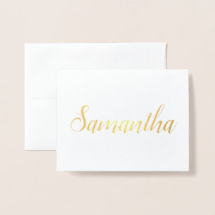 Tarjeta Con Relieve Metalizado Nombre personalizado   La dama de honor Stationery